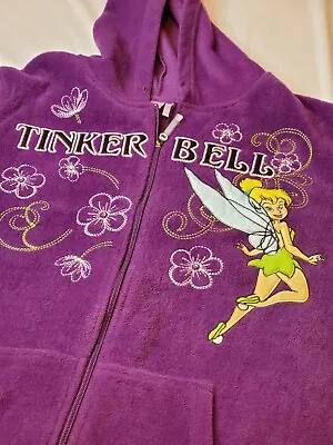 Disney Tinker Bell Fleece Jacket Womens Size 2X 26x27.5 Purple Hooded Full Zip • $39.86