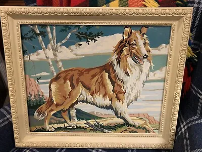 Vintage Paint By Number Collie Lassie Dog Painting MCM ORIGINAL • $65