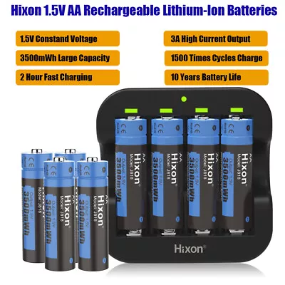 Hixon 1.5V AA Lithium Batteries AA Rechargeable  Batteries 3500mWh 1500 Cycles • £22.77