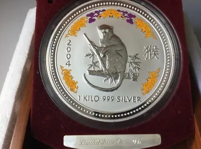 1kg Silver Coin Lunar Series 1 2004 Year Of The Monkey Diamond Eyes  • $5500