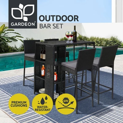 $469.95 • Buy Gardeon Outdoor Bar Set Table Stools Furniture Dining Chairs Wicker Patio Garden