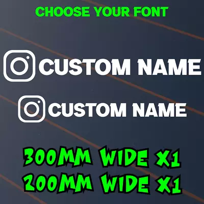 Instagram X2 Sticker Custom Name Car Decal Window Personalised Font Colour Vinyl • $8.50