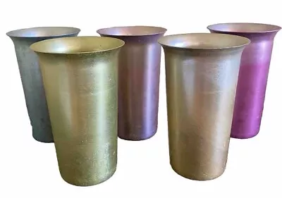 5 Vintage Zephyr Ware Anodized Aluminum Drinking Tumblers Glasses Cups Rainbow • $6.99