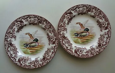 SET Of 2 Spode Woodland Dinner Plates Duck Mallard Thanksgiving Fall 10.5  NEW • $55