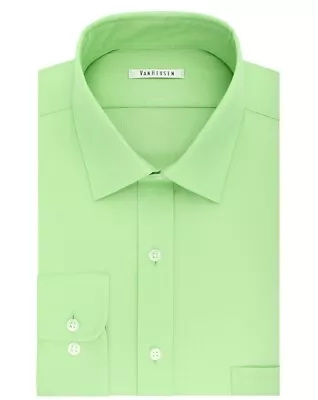New Van Heusen Men's Regular-Fit Flex Collar PinCord Shirt Long Sleeves Green • $12.98