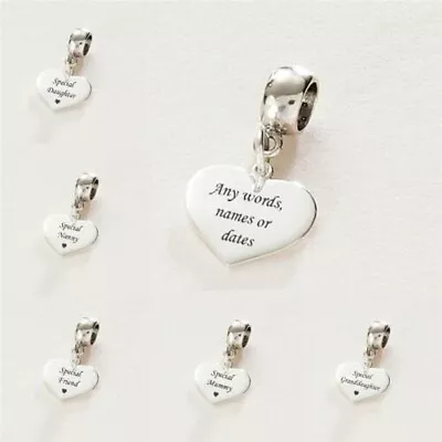 Sterling Silver Engraved Heart Charm With Personalised Engraving • $50.93