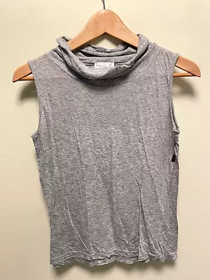 Vintage Agnes B Womens Baby Tank Size 2 Gray Stretch Semi Sheer Cowl Neck Grunge • $44.89