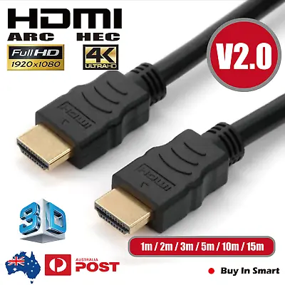 Premium HDMI Cable V2.0 4K Ultra HD 3D High Speed Ethernet 1m 2m 3m 5m 10m 15m • $7.95