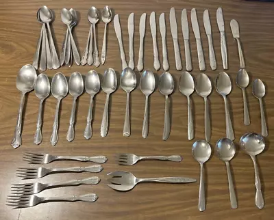 LOT 48 Vintage  STAINLESS Steel Silverware Mixed Flatware Spoons Forks Knives • $20