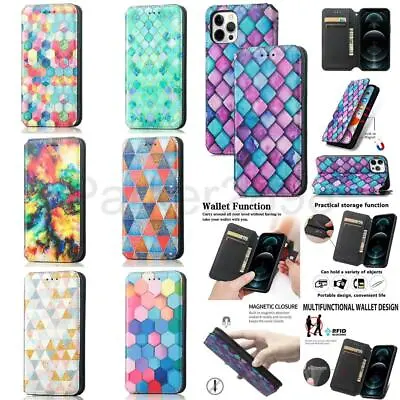 Case For IPhone 13 12 11 Pro XR XS MAX 8 7 6 Plus Pattern Leather Wallet Cover • £9