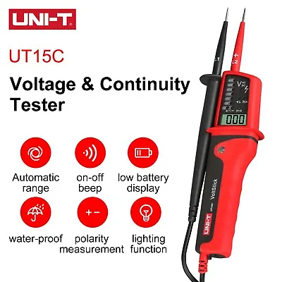 UNI-T UT15C Waterproof Voltage Tester LCD AC/DC Voltage Display Phase Rotation • £30.98