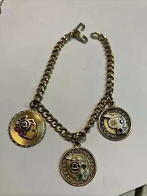 Vintage Michigan Bell  Gold Fill Employee Service Charm Bracelet Diamond Jewel • $65