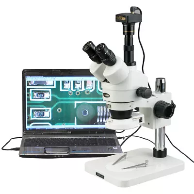 AmScope 3.5-180X Manufacturing Zoom Stereo Microscope 8MP Digital Camera 144-LED • $1167.28