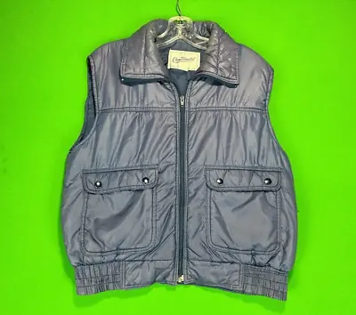 Vintage Continental Puffer Vest Men's Large Blue Full Zip Outdoor 80's Ski • $22.09