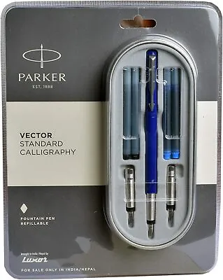 £19.97 • Buy Hpc Creations Parker Vector Standard Calligraphy Fountain Pen -(Blue Body,Refill