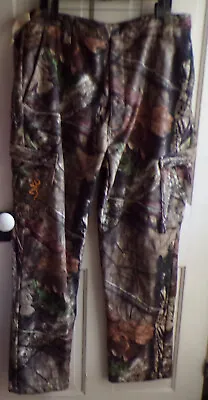 Browning Mossy Oak Brush Camo Hunting Fishing Cargo Pants Adjustable Waist Sz 2X • $19.99