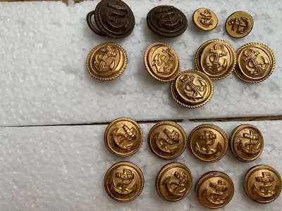 Vintage Asst Naval Brass And Bakelite Buttons With Anchor & Crown • £4.50