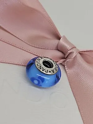 Authentic Pandora Blue Flowers For You Charm Murano Glass Bead 790644 Retired • $25