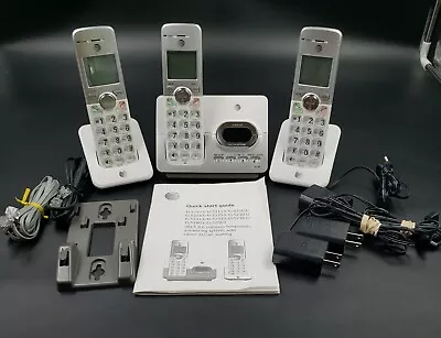 AT&T Cordless Phone 3 Handsets With Answering Machine White/Silver EL52303 • $29.99