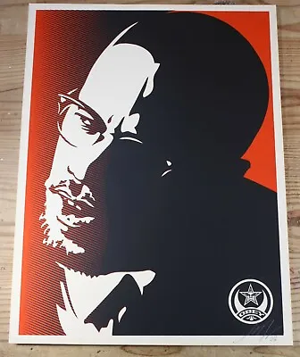 Shepard Fairey MALCOLM X Red Poster SIGNED Numbered Limited Ed Obey Giant Print • £475.03