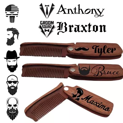 Fathers Day Gifts Husband Brother Personalized Engraved Wood Beard Hair Comb • $22.99