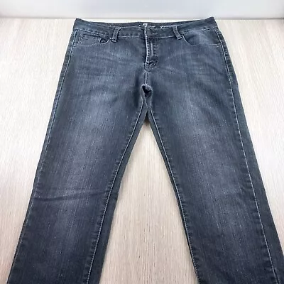 7 For All Mankind Denim Jeans Womens Size M Mid Rise Slim Short Grey Blue • $28.50