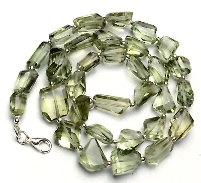 Green Amethyst Prasiolite Gem 11 To 16 Mm Size Faceted Nugget Beads Necklace 19  • $30.40