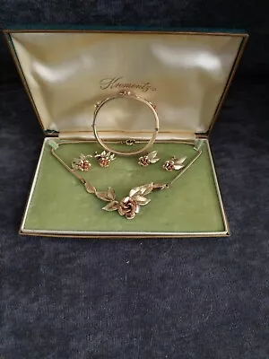 Vintage Krementz Flower Necklace In Box W/ Unmarked Bangle & 2 Screw Earrings • $100