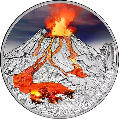 $413.79 • Buy Niue 2023 VOLCANO Eruption Forces Of Nature $5 2 Troy Oz Silver HIGH RELIEF Prf
