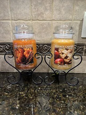 VILLAGE CANDLE LARGE  SPICED PUMPKIN  Or  WARM APPLE PIE  CANDLE ~ YOU CHOOSE • $34.99