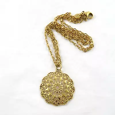 Dolce Vita Medallion Pendant Necklace Italy 18K Gold Plate 19.5  • $30