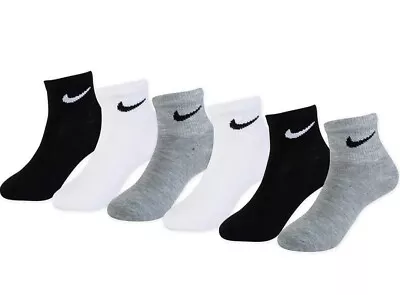 Nike Men's  Everyday Lightweight Size 5-9 Black White Gray. Anckle Cotton • $5.19