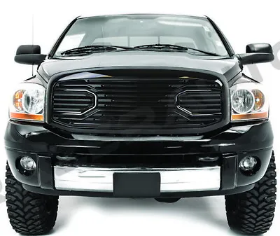 Gloss Black Big Horn Grille+Replacement Shell For 06-09 Dodge RAM 2500+3500 Truc • $226.99