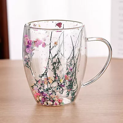 Double Wall Insulated Glass Coffee Glass Mug Tea Cup Exquisite With Handle 350ml • $15.31