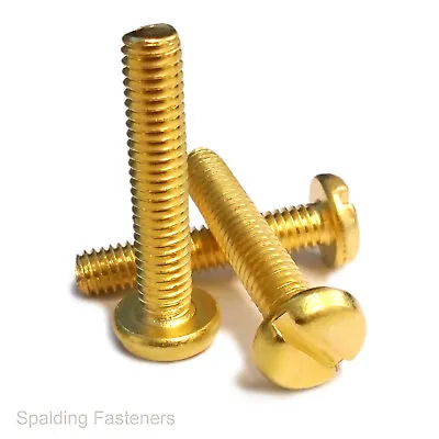 Metric Brass Pan Slotted Head Machine Screws M2M2.5M3M4M5M6 X Choose Length • £2.33