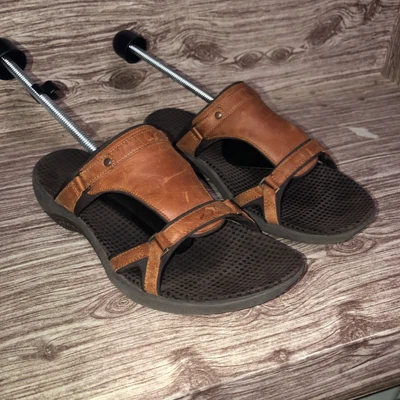 $25 • Buy Merrell Womens Tan Glade J33238 Leather Open Toe Slip On Slides Sandal Size 10