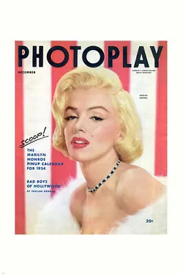 1954 MARILYN MONROE PHOTOPLAY Magazine Cover Poster SULTRY SOFT Rare 20x30 • $9.99