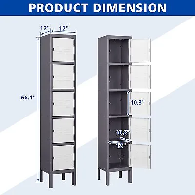 Metal Locker With 5 Doors 5 Tier Locker Storage Cabinets For School Gym Home • $89.99