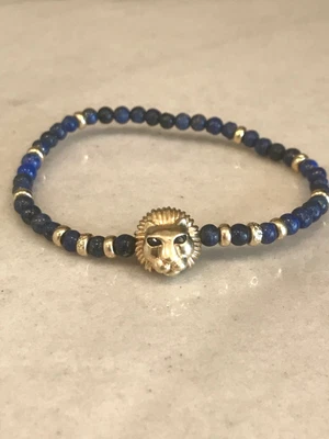 $499.99 • Buy Mens Effy 14K Gold Black Diamond Bracelet With 14K Beads And Lapis 4mm Beads 