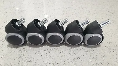 Office Chair Casters 50mm Soft Wheel Standard Castors - Set Of 5 - Free Postage • $35