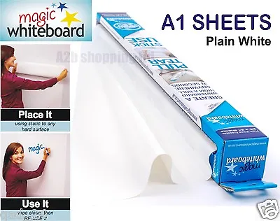 £27.54 • Buy Magic White Board A1 Sheet Dry Wipe Drawing Large Plain Roll Self Vinyl Sticky 