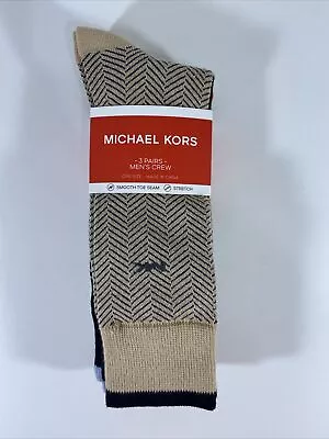 Michael Kors MK Logo Men's 3 Pairs Crew Stretch Socks Size US 7-12 NEW WITH TAGS • $14.99
