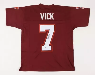Michael Vick Virginia Tech Signed Custom Maroone Jersey Jsa Witness Coa Vt Hof • $89