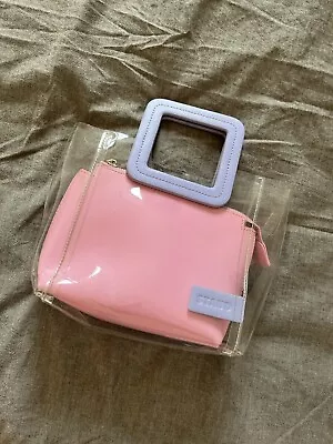 $89 • Buy Staud Mini Shirley Bag Purse Clear/patent Leather Pink/purple EUC