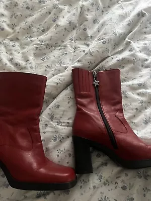 Rare Vintage Tommy Hilfiger Boots Red Size 6 1/2 • $85