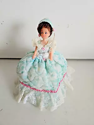 £14.99 • Buy Vintage Hand Made Blue White Crinoline Frilly Doll Toilet Roll Cover
