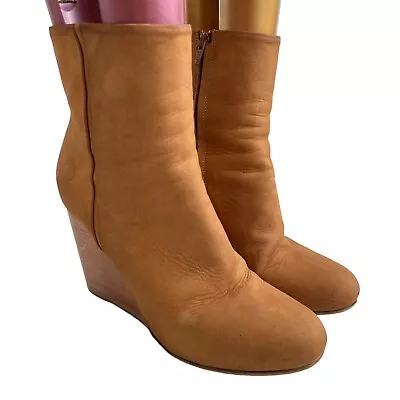 Maison Martin Margiela Boots 39 9 Womens Brown Leather Lucite Heel Wedge Booties • $149.99