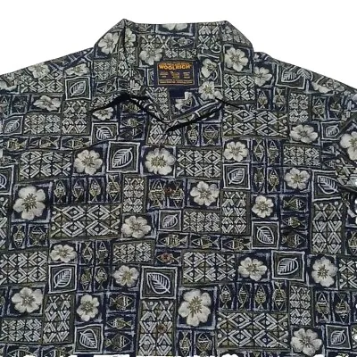 VTG Woolrich John Rich And Bros Hawaiian Shirt Mens Size XL Hibiscus Fish Blue • $18