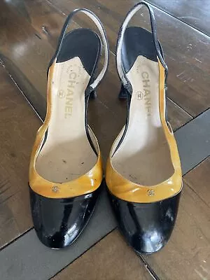 Two Tone CHANEL 38.5 Shoes 3.5 Inch Heel Patent Leather • $79