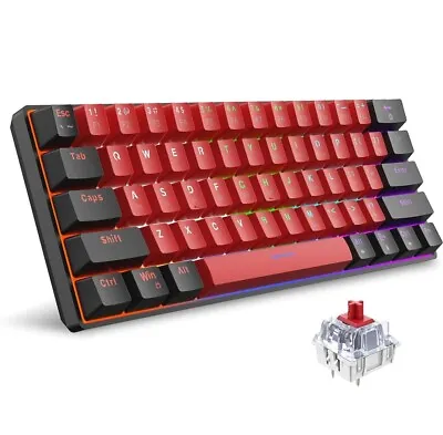 60% Wired Mechanical Keyboard Mini Gaming Keyboard With 61 Red Switches Keys • $32.99